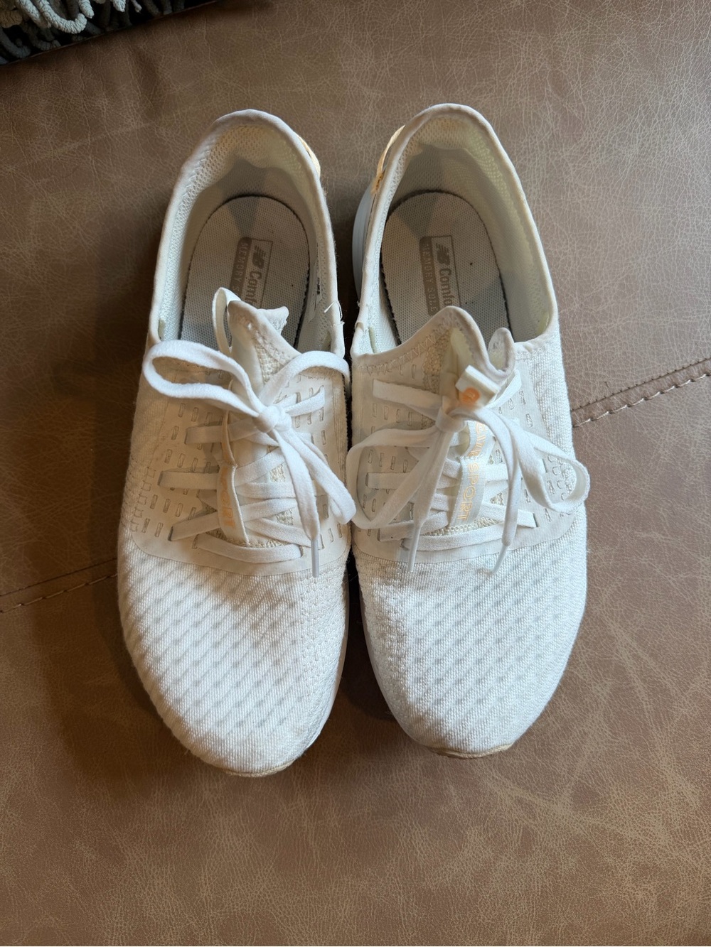 New Balance White Casual Knit Lace-Up Sneakers